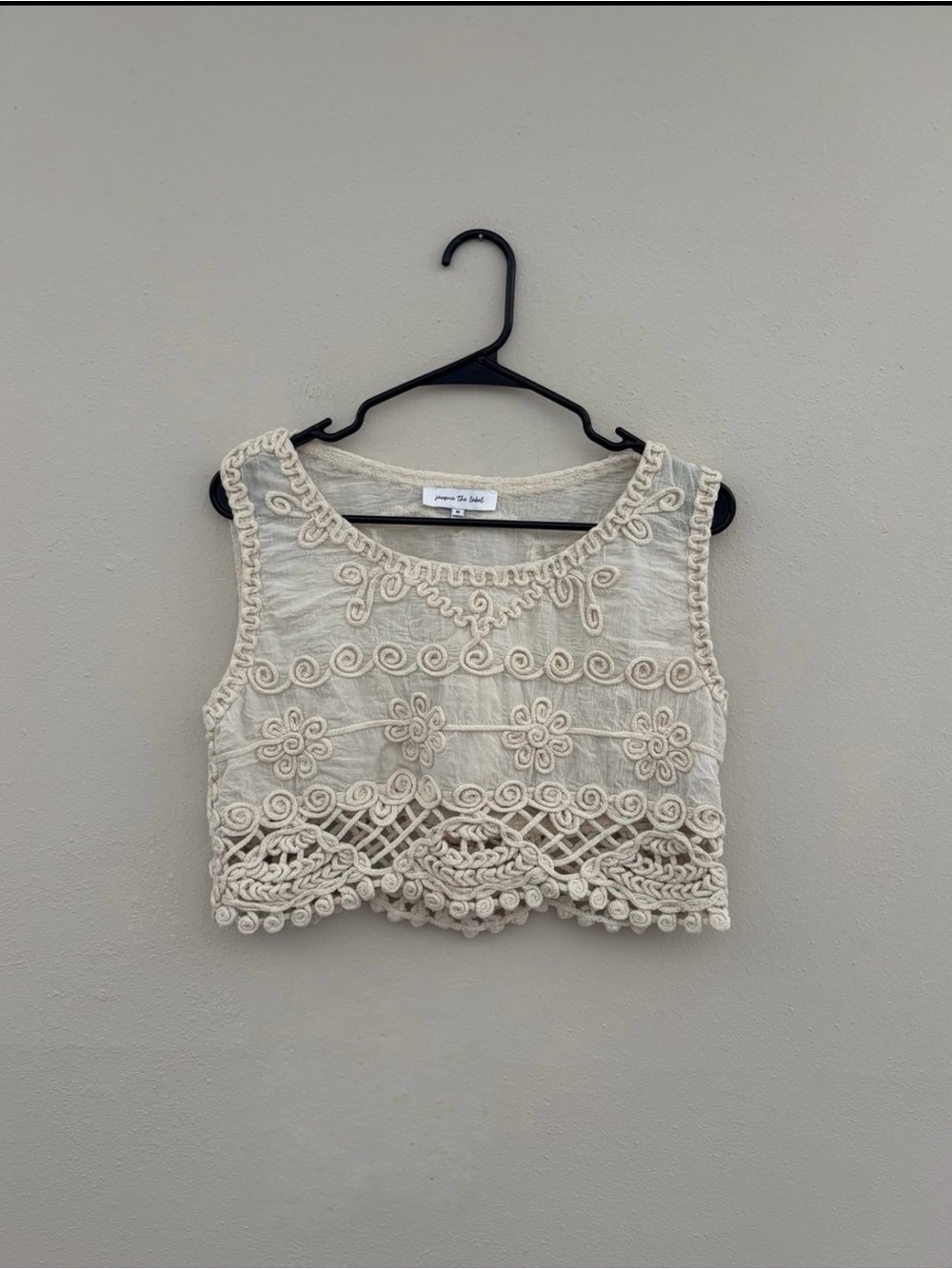 Jacquie the Label Cream Crochet Tank